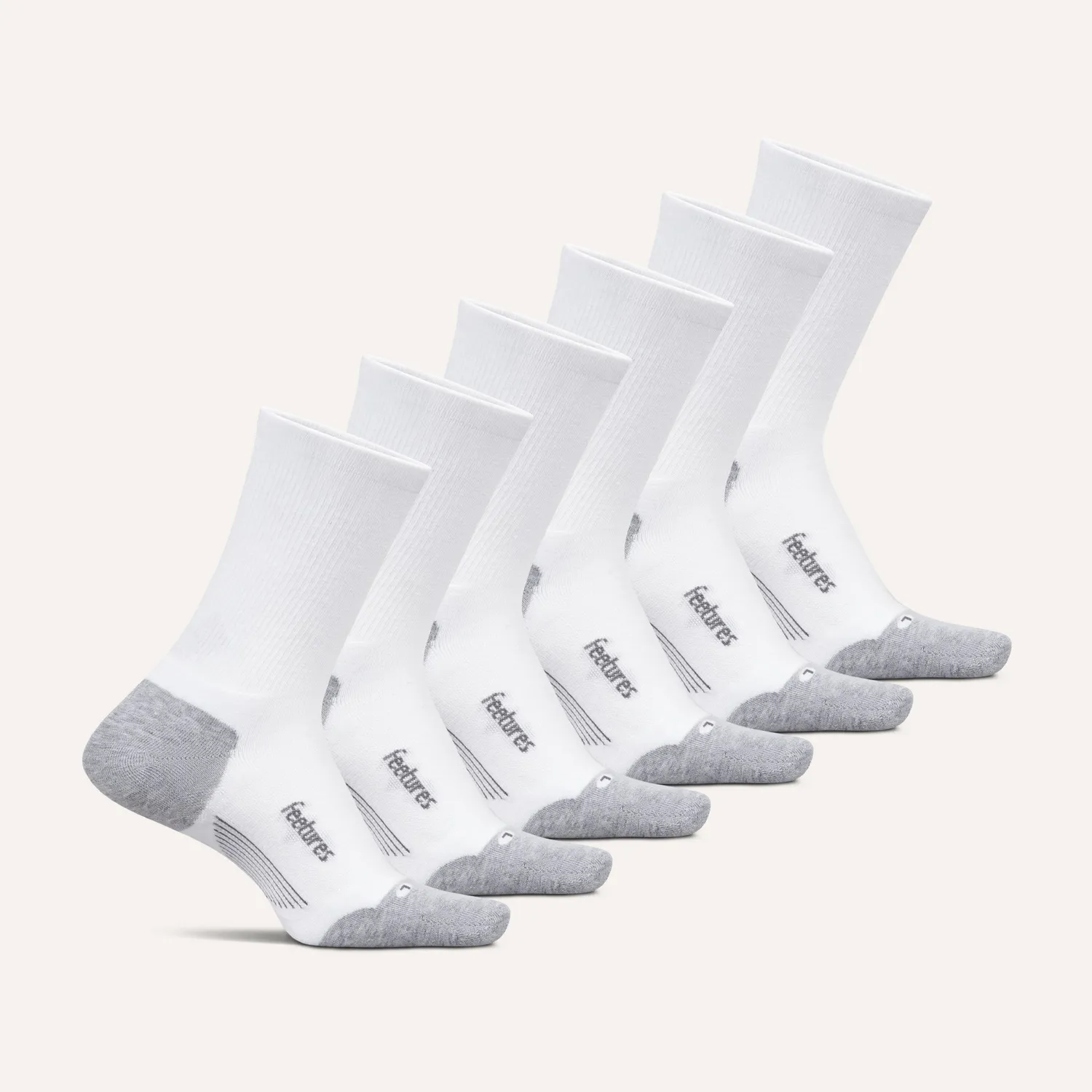 Feetures Elite Max Cushion Mini Crew treningssokk White Mix 6-pk