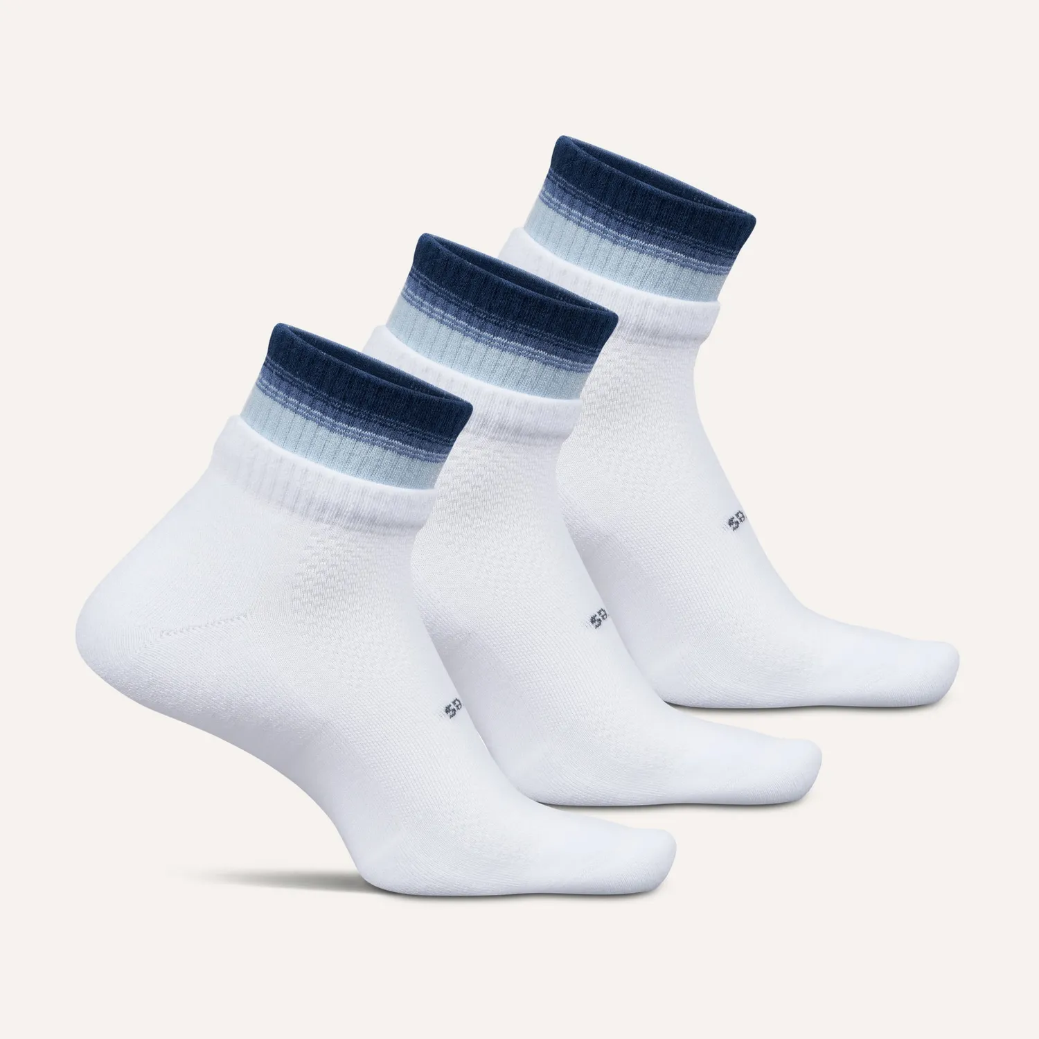 Feetures High Performance Max Cushion Stacked Quarter sokker 3-pack sky rose