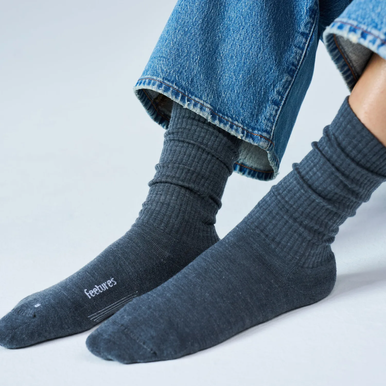 Feetures Merino 10 Max Cushion Crew sokker Navy ull