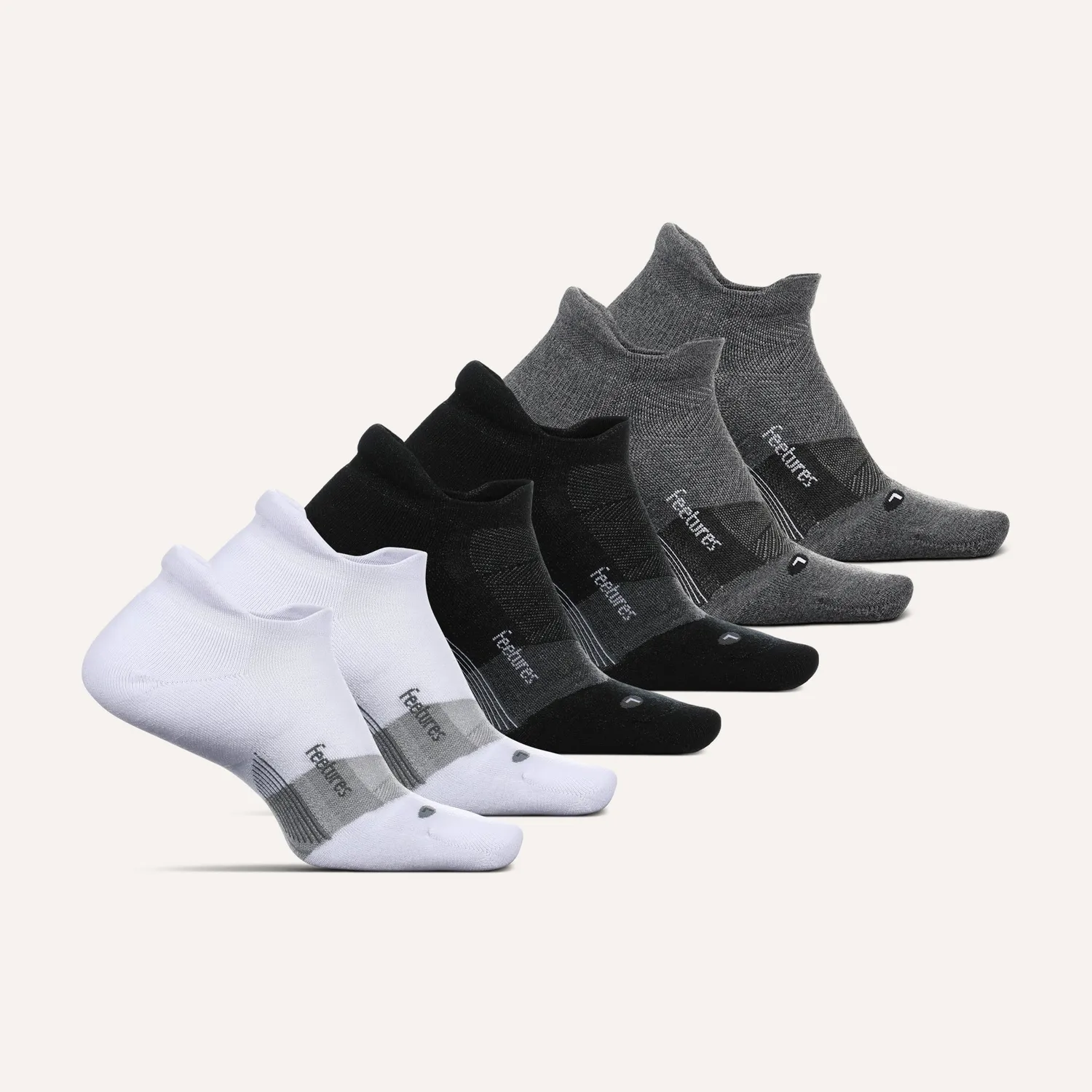 Feetures Merino 10 Max Cushion Tab sokker white mix 6 par ull