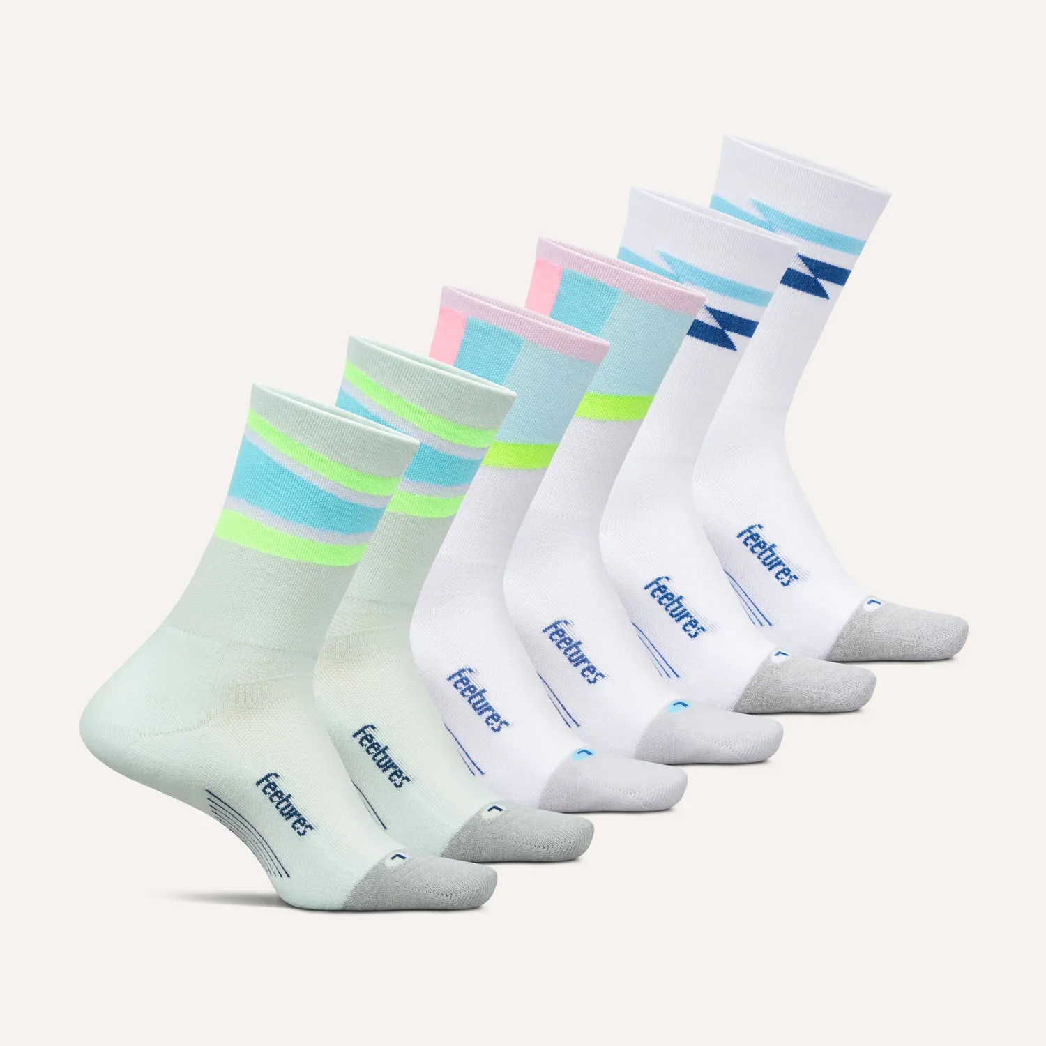 Feetures Elite Light Cushion Mini Crew sokker 6-pack hvit miks