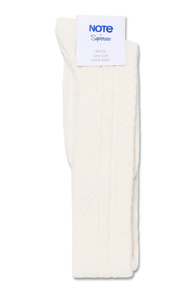 Note By Syversen Wool Cable Over Knee knestrømper offwhite ull