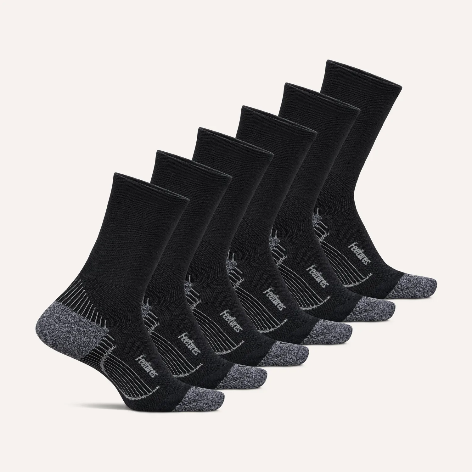Feetures Plantar Fasciitis Relief Mini Crew sokker 6-pk White Mix lett