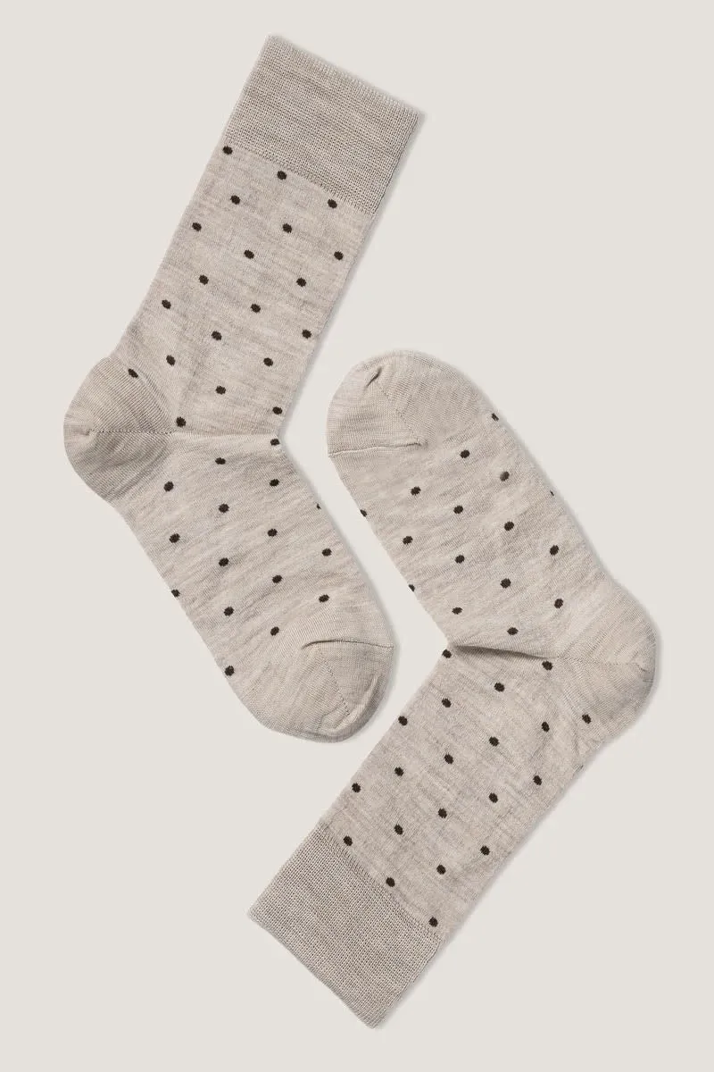 Note By Syversen Fine Wool Dots sokker beige/brun ull