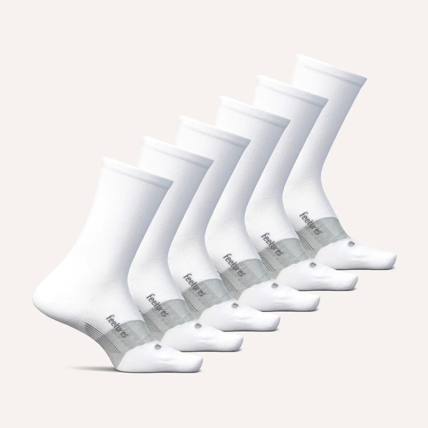 Feetures Elite Ultra Light Mini Crew sokker 6-pk White Mix tynn