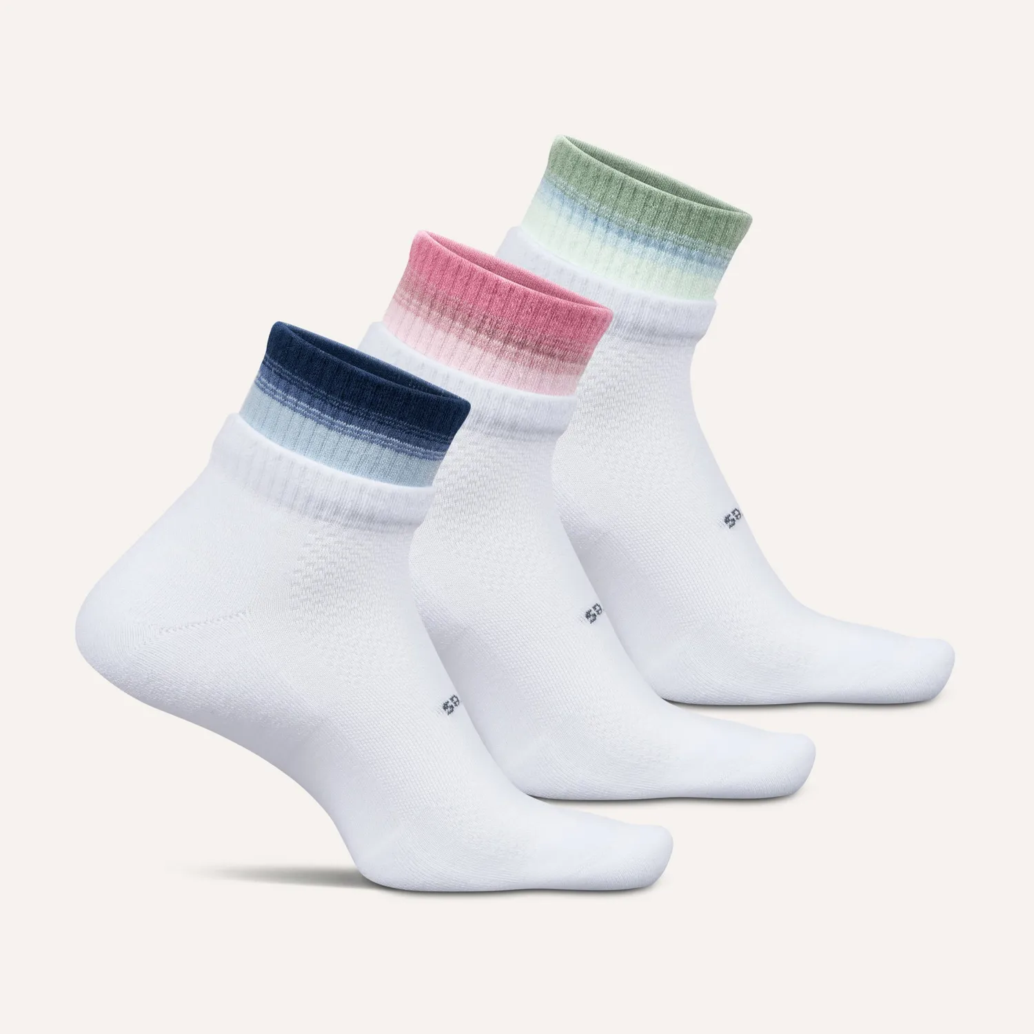 Feetures High Performance Max Cushion Stacked Quarter sokker 3-pack sky rose