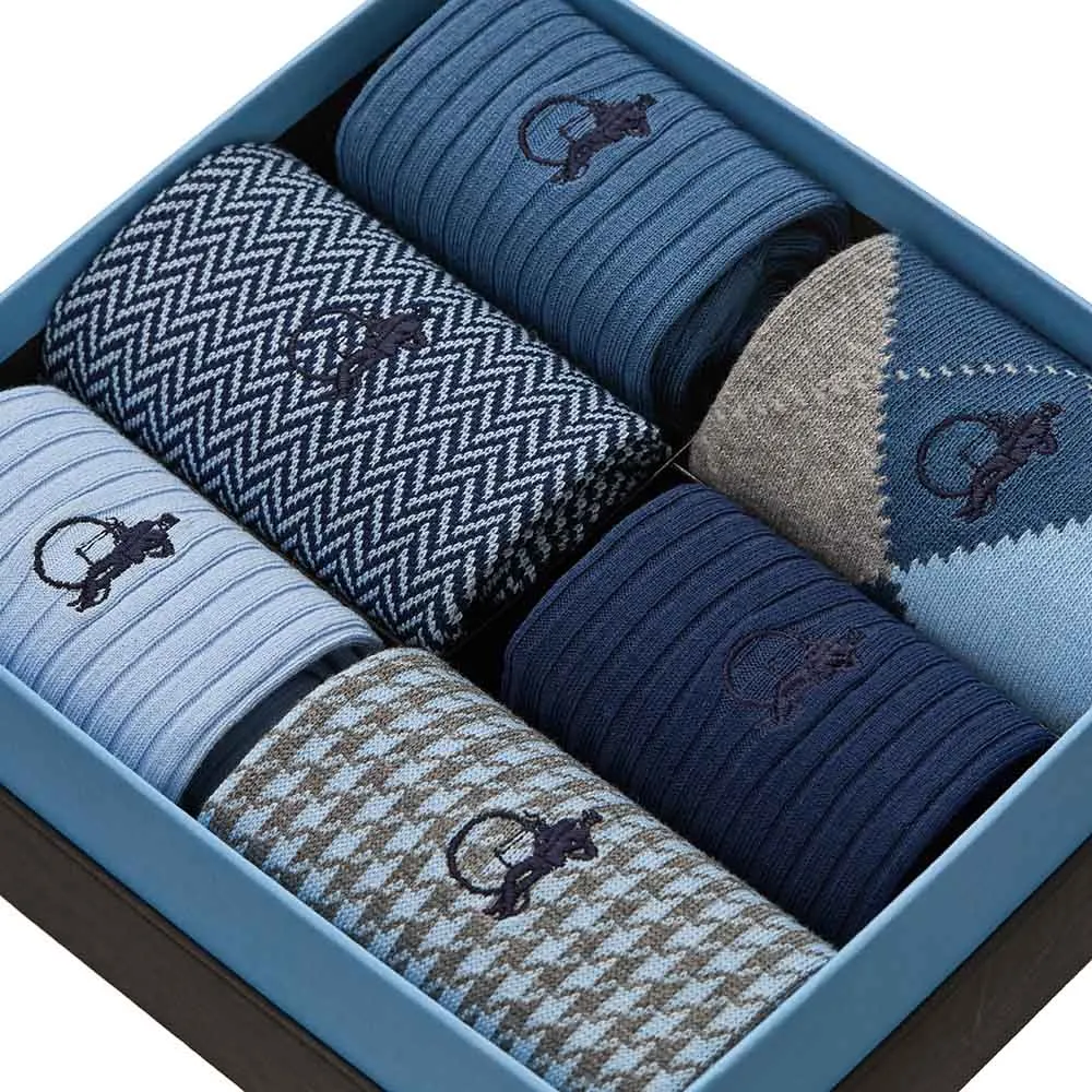 London Sock Company Dash of Class Dusk sokker 6-par blå