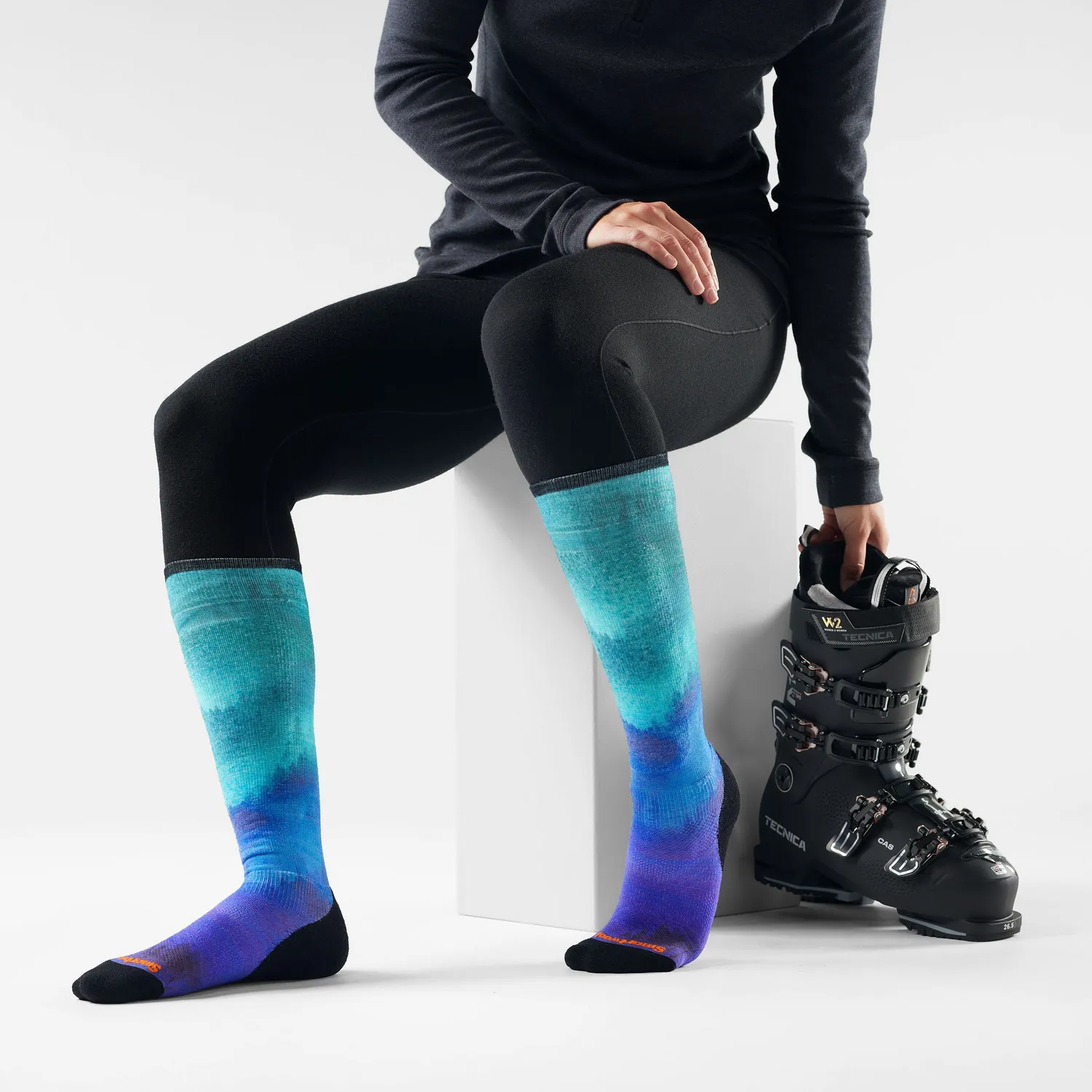 Smartwool Ski Compression Print Over The Calf skisokker svart