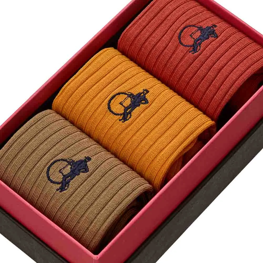 London Sock Company Fallen Leaves sokker 3-pack brun