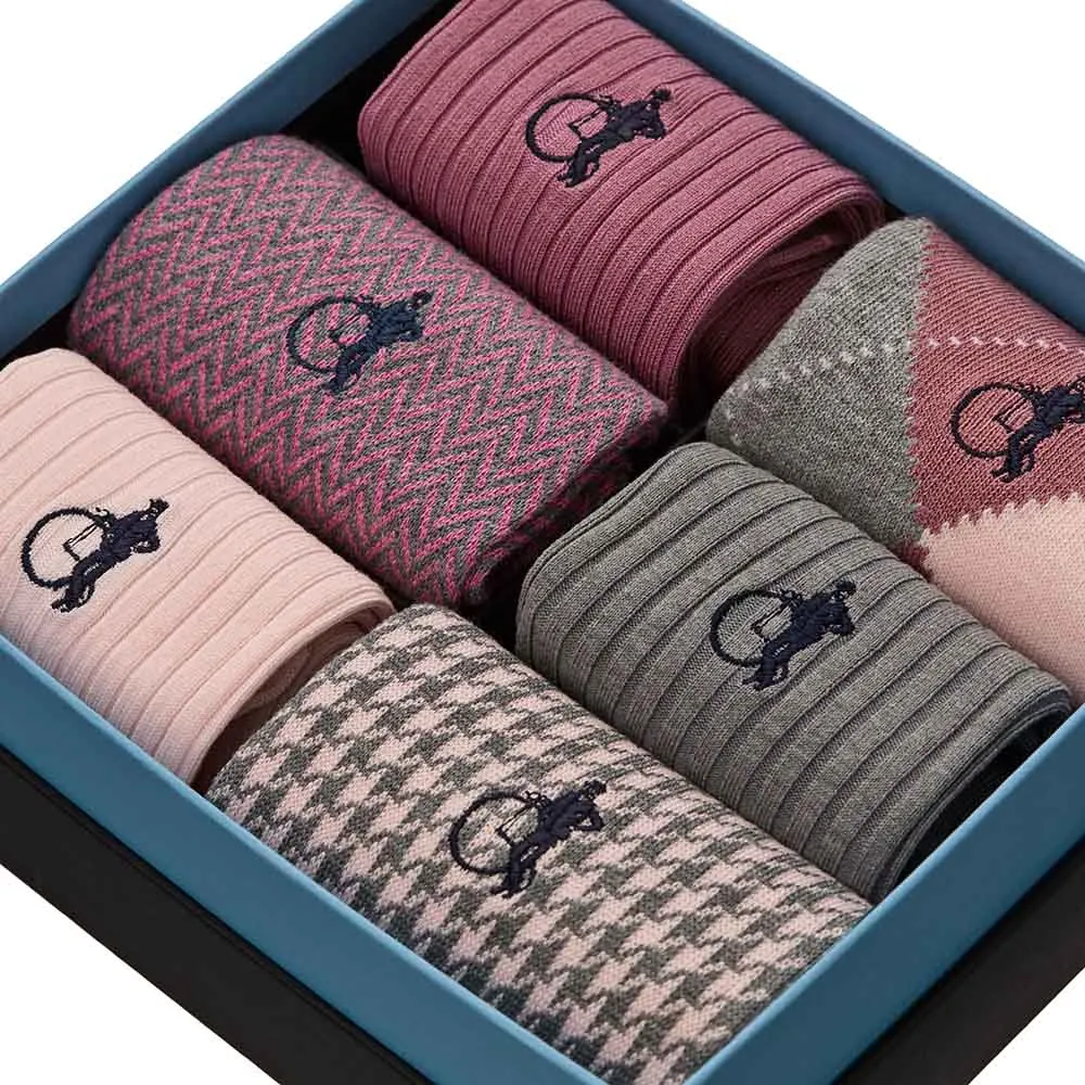 London Sock Company Dash of Class Stone Rose sokker 6-pack