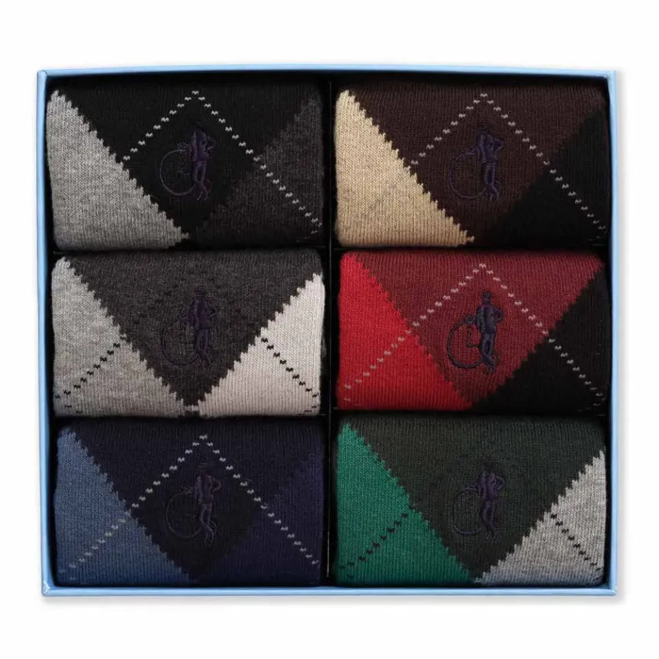 London Sock Company Highland Argyle sokker 6-pak rutet