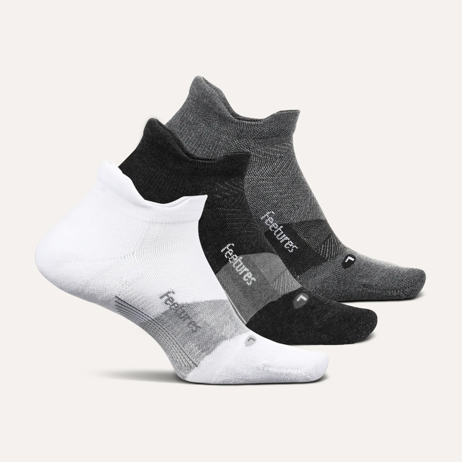 Feetures Merino 10 Ultra Light Tab sokker 3-pakk ull hvit