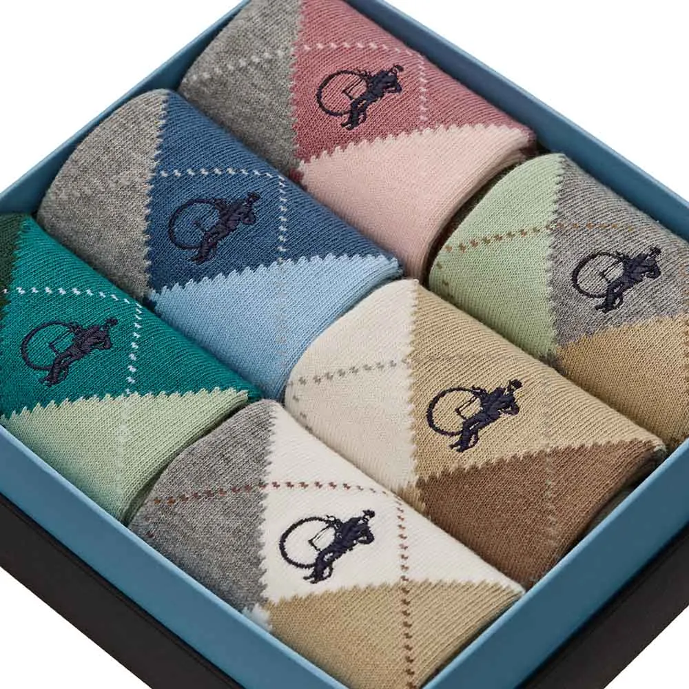 London Sock Company Highland 6-pack sokker pastell argyle
