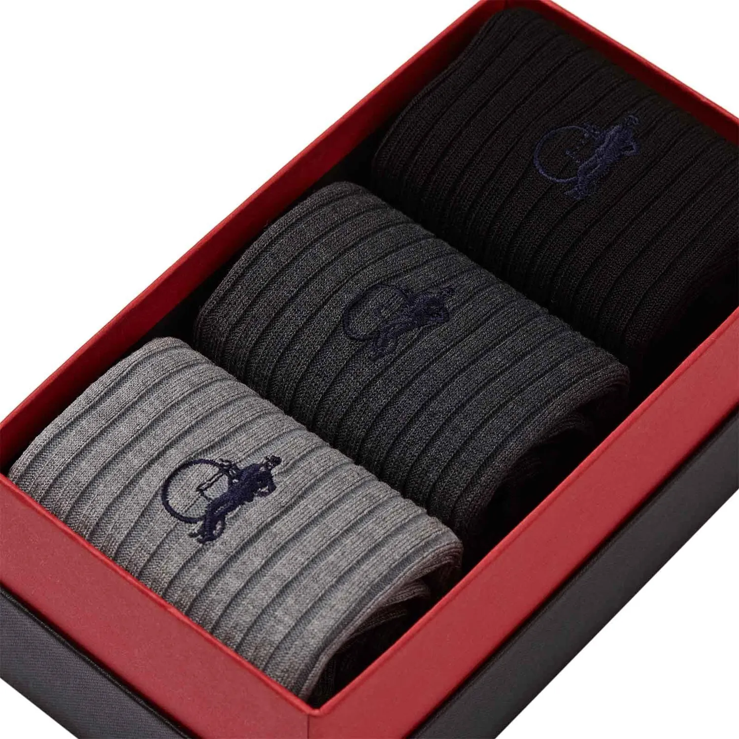 London Sock Company Simply Traditional herresokker 3-pakk ribbet