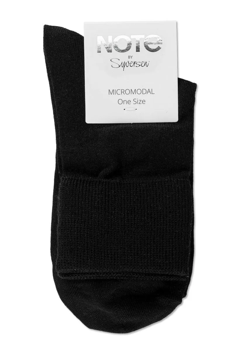 Note By Syversen Micromodal Cuff sokker svart tynne