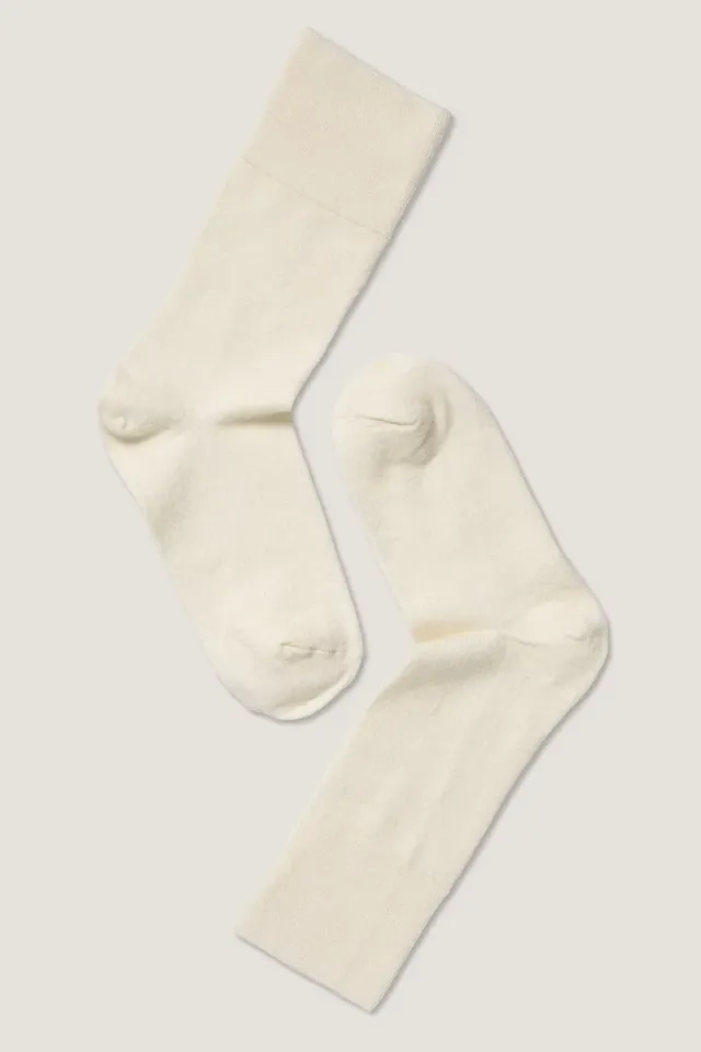 Note Fine Wool Comfort Top ullsokker offwhite lett strikk