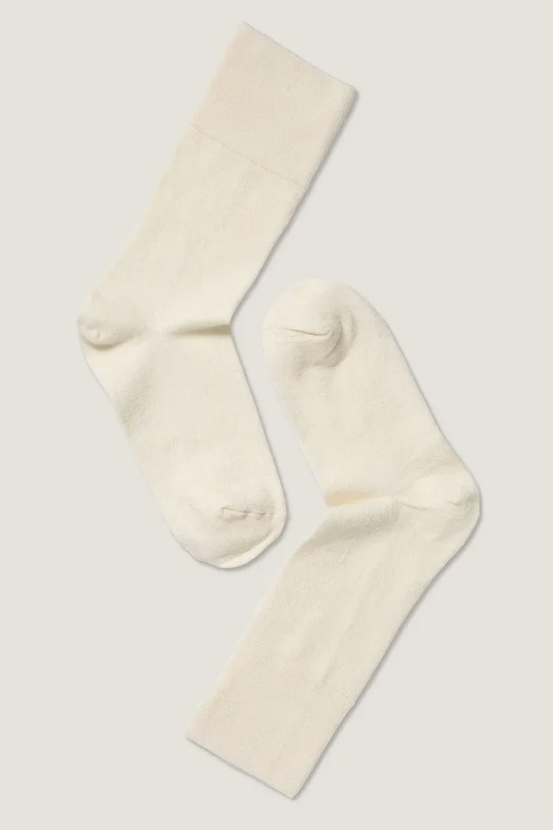 Note Fine Wool Comfort Top ullsokker offwhite lett strikk