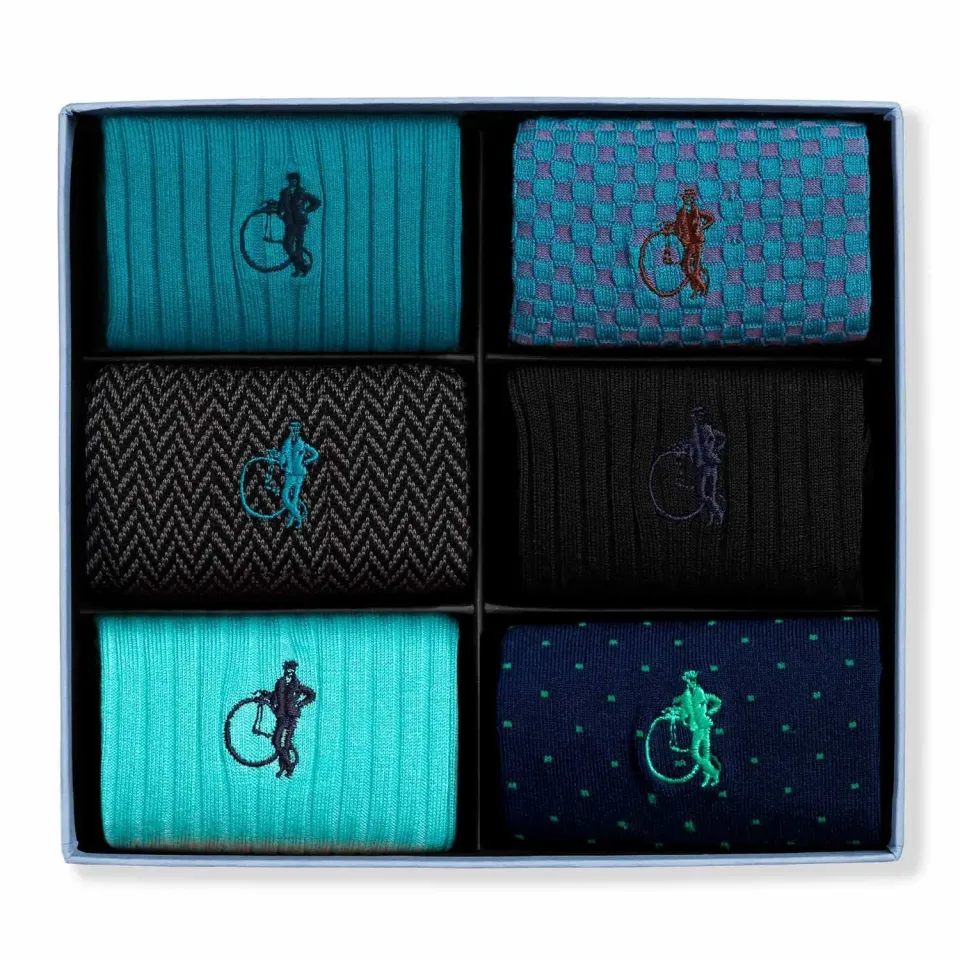 London Sock Company Dash of Class Ocean sokker 6 par blå