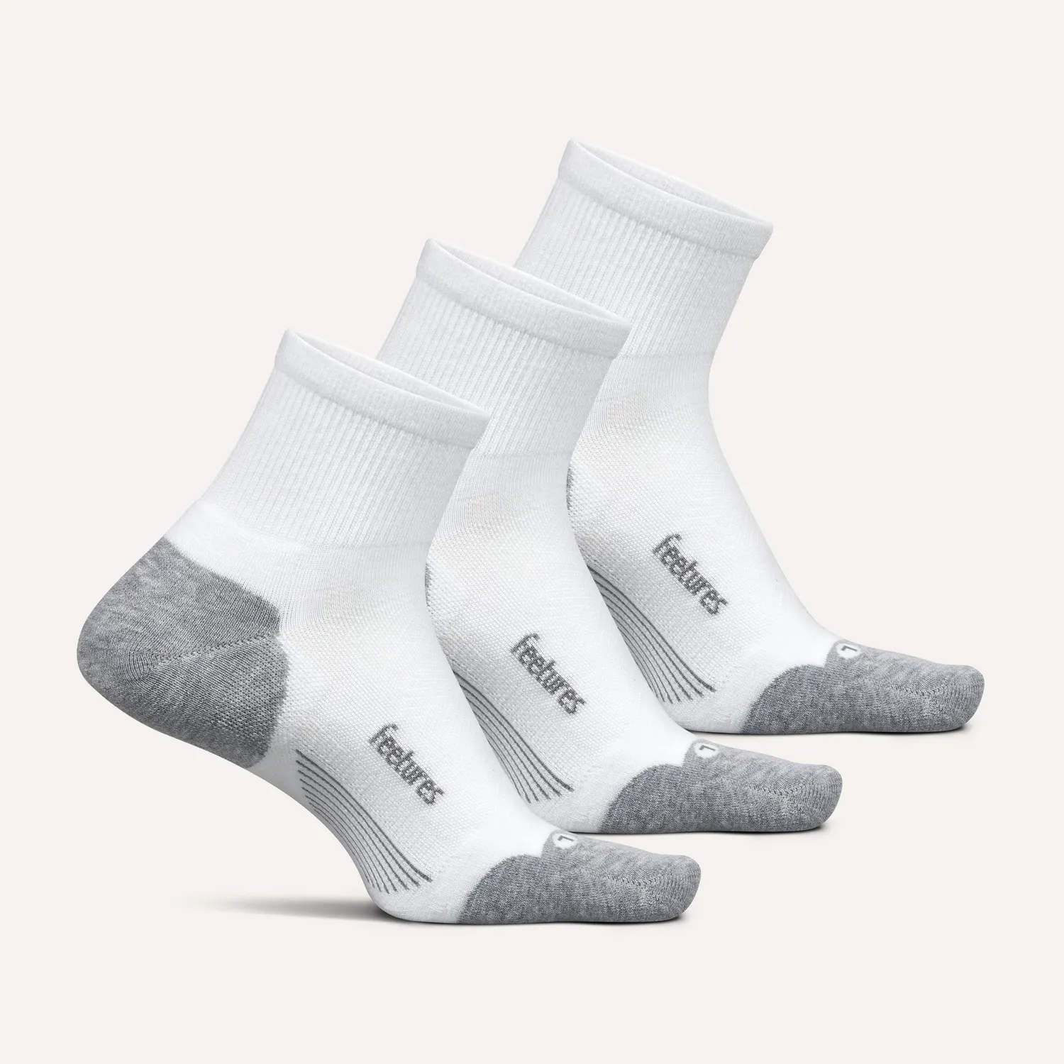 Feetures Elite Max Cushion Quarter sokker 3-pakk hvit miks tykk