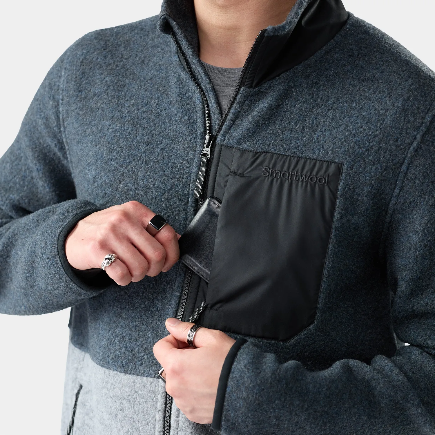 Smartwool Second Cut fleecejakke Light Gray Deep Navy ull