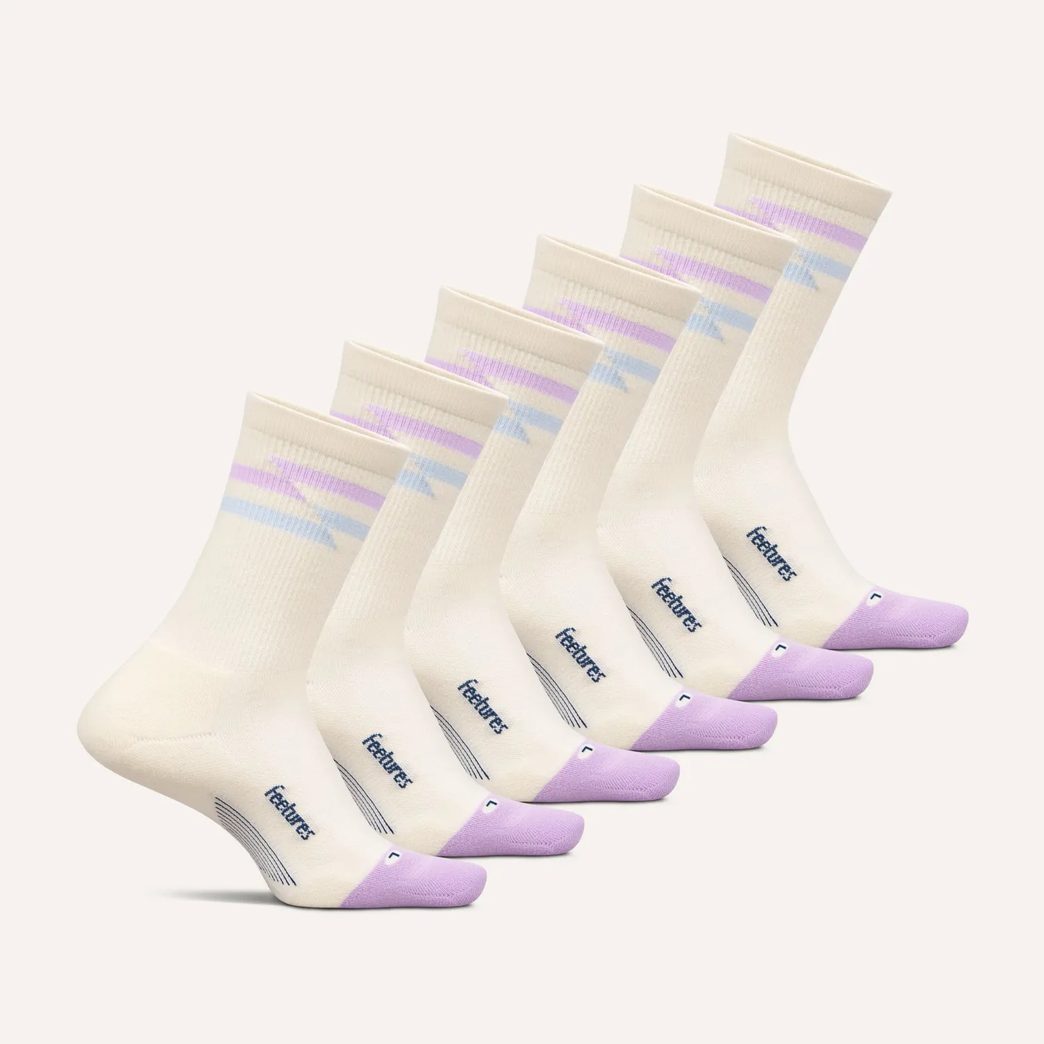 Feetures Elite Max Cushion Mini Crew treningssokk White Mix 6-pk