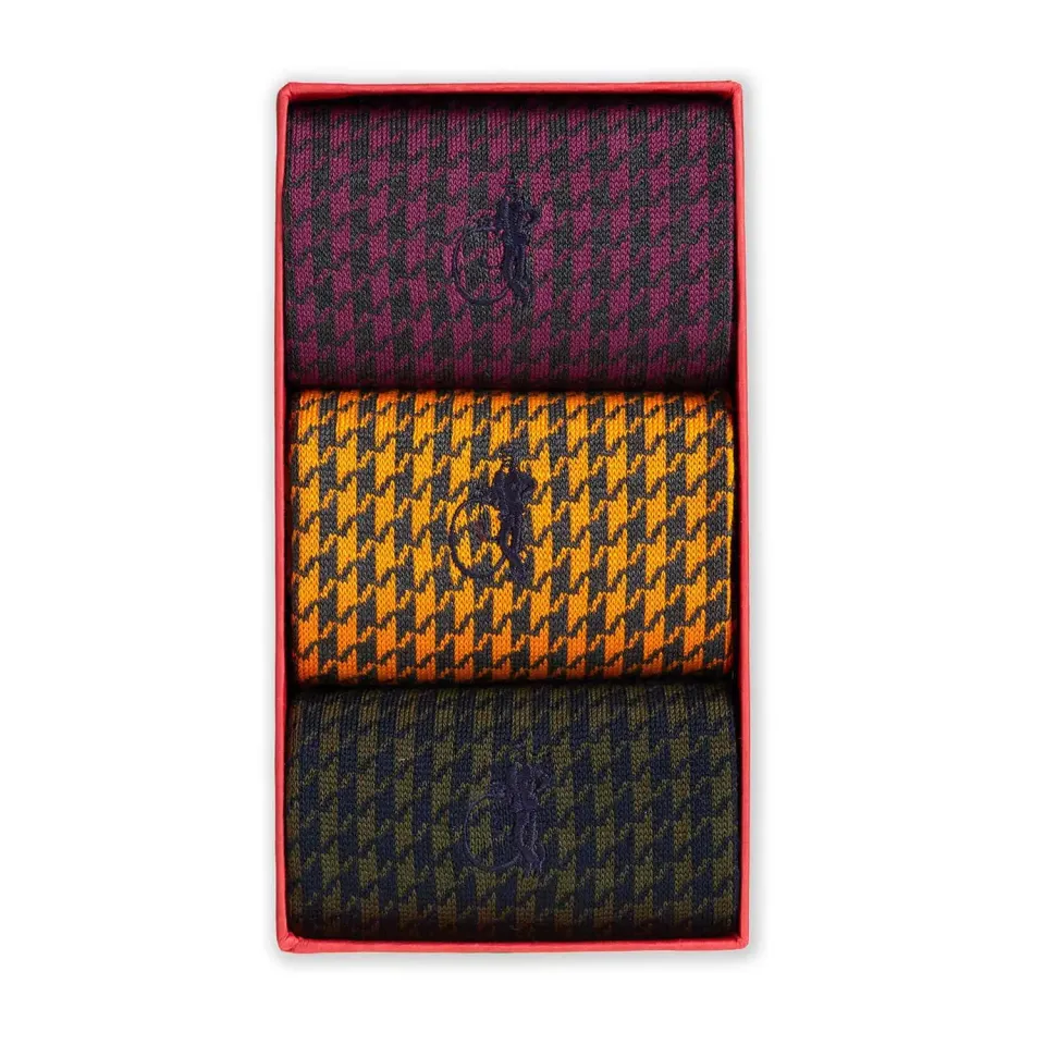 London Sock Company Brummel's Picks sokker 3-pak houndstooth