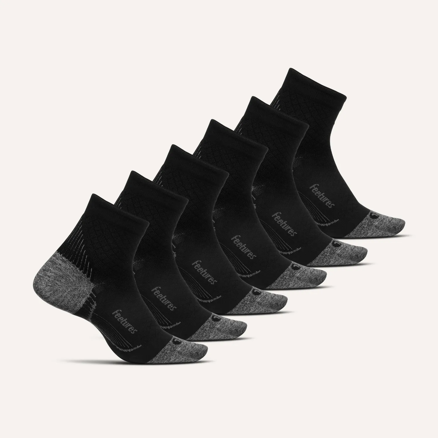Feetures Plantar Fasciitis Relief Quarter sokker 6-pk White ultralette