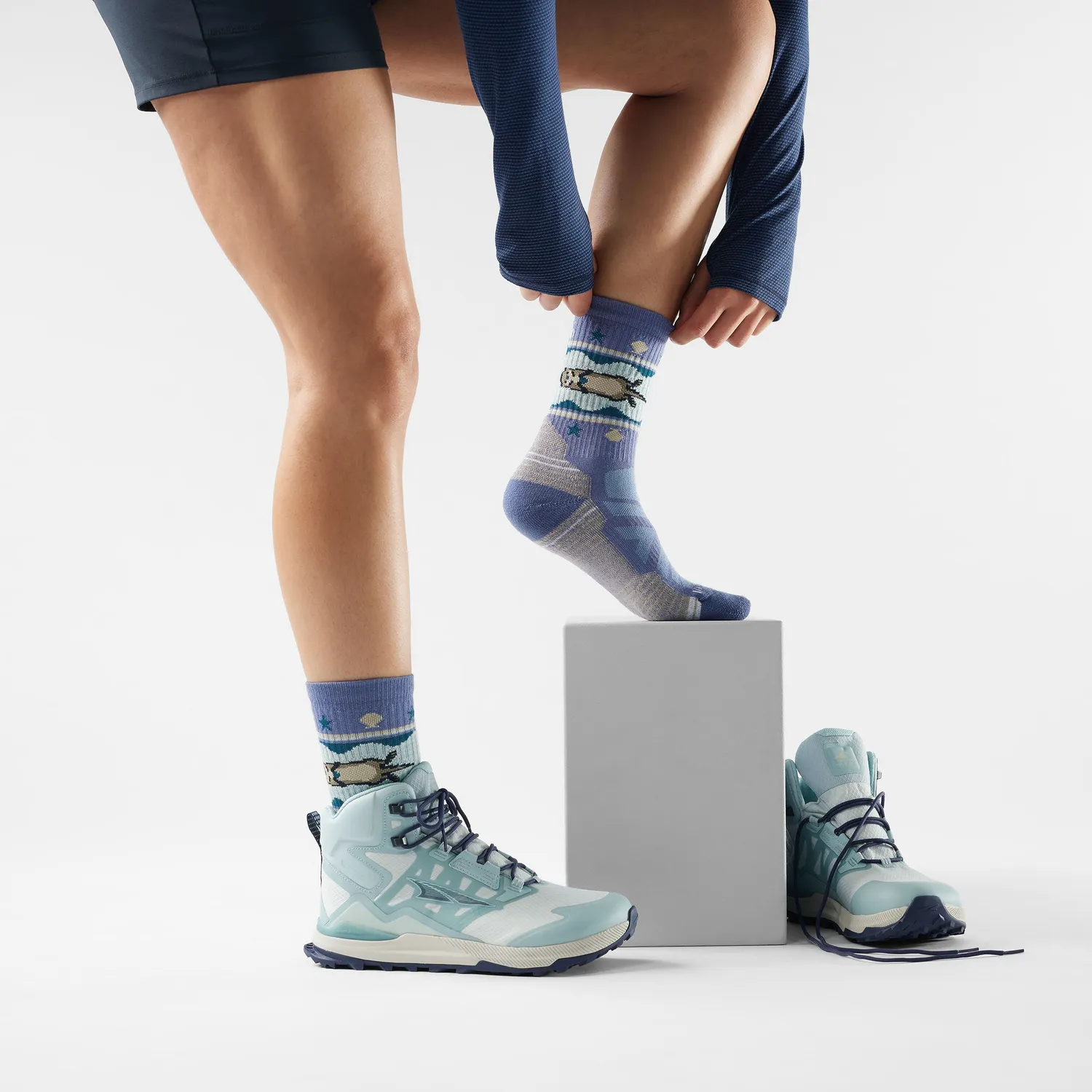 Smartwool Hike Otter Float Crew tursokker Nightfall Blue M