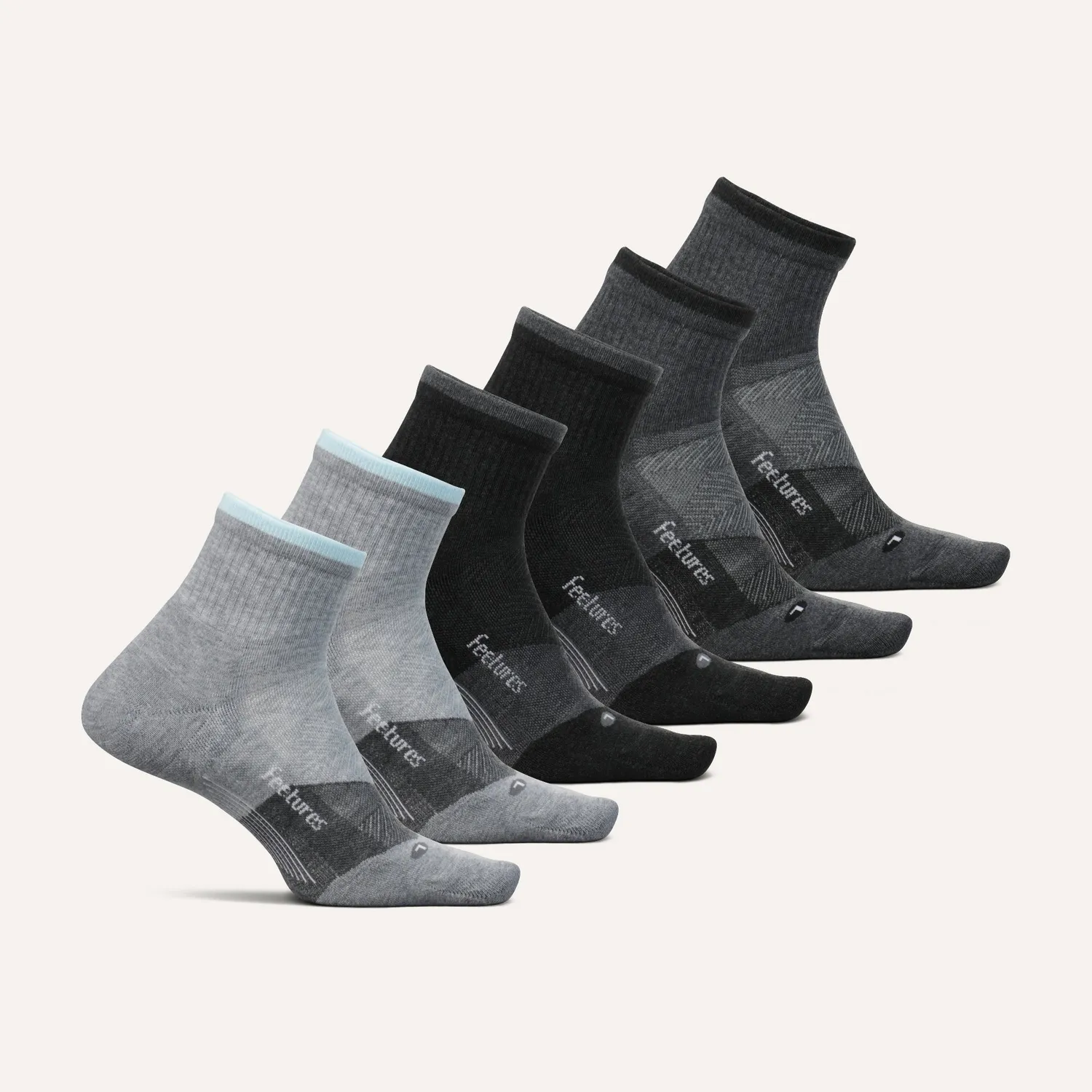 Feetures Trail Max Cushion Quarter tursokk Tectonic 6-pk
