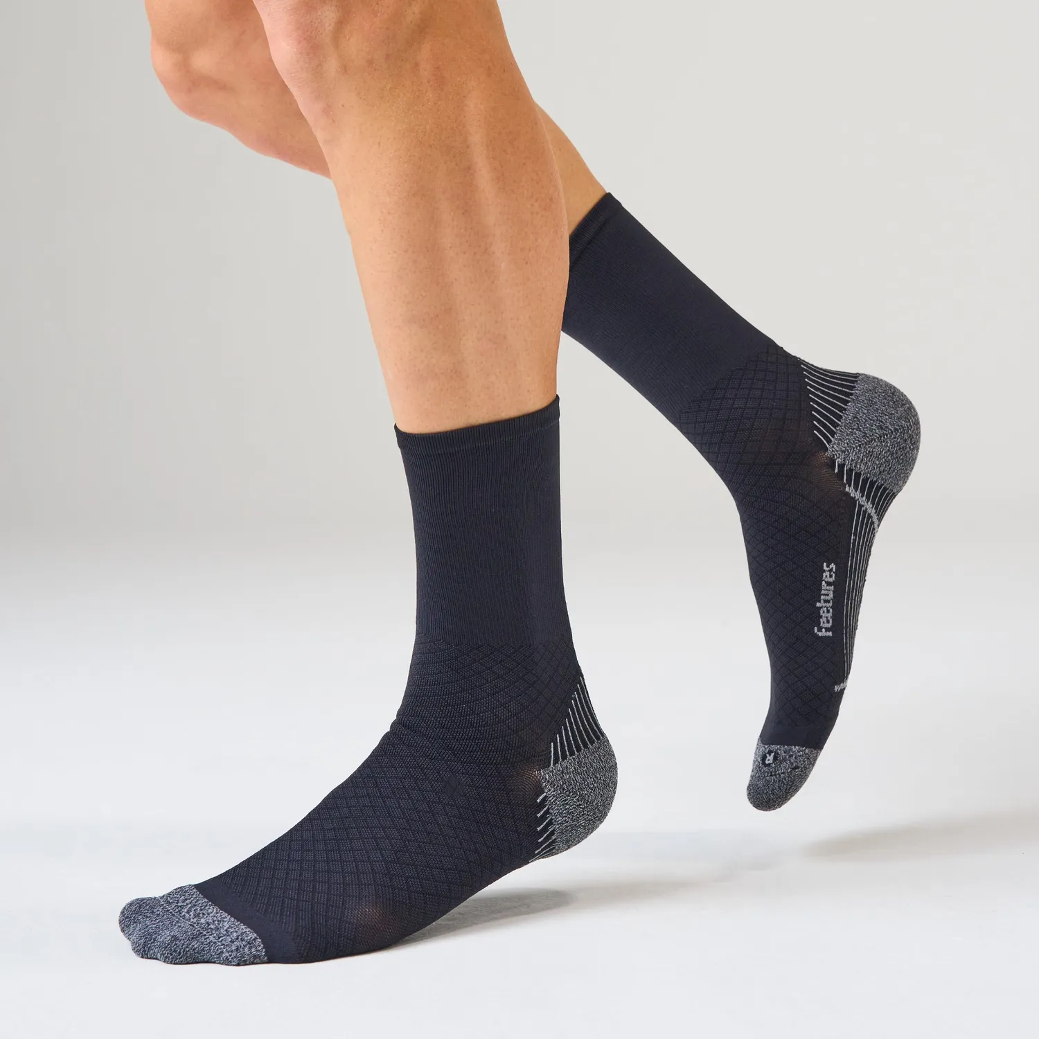 Feetures Plantar Fasciitis Mini Crew sokker 3-pk Black Mix støtte
