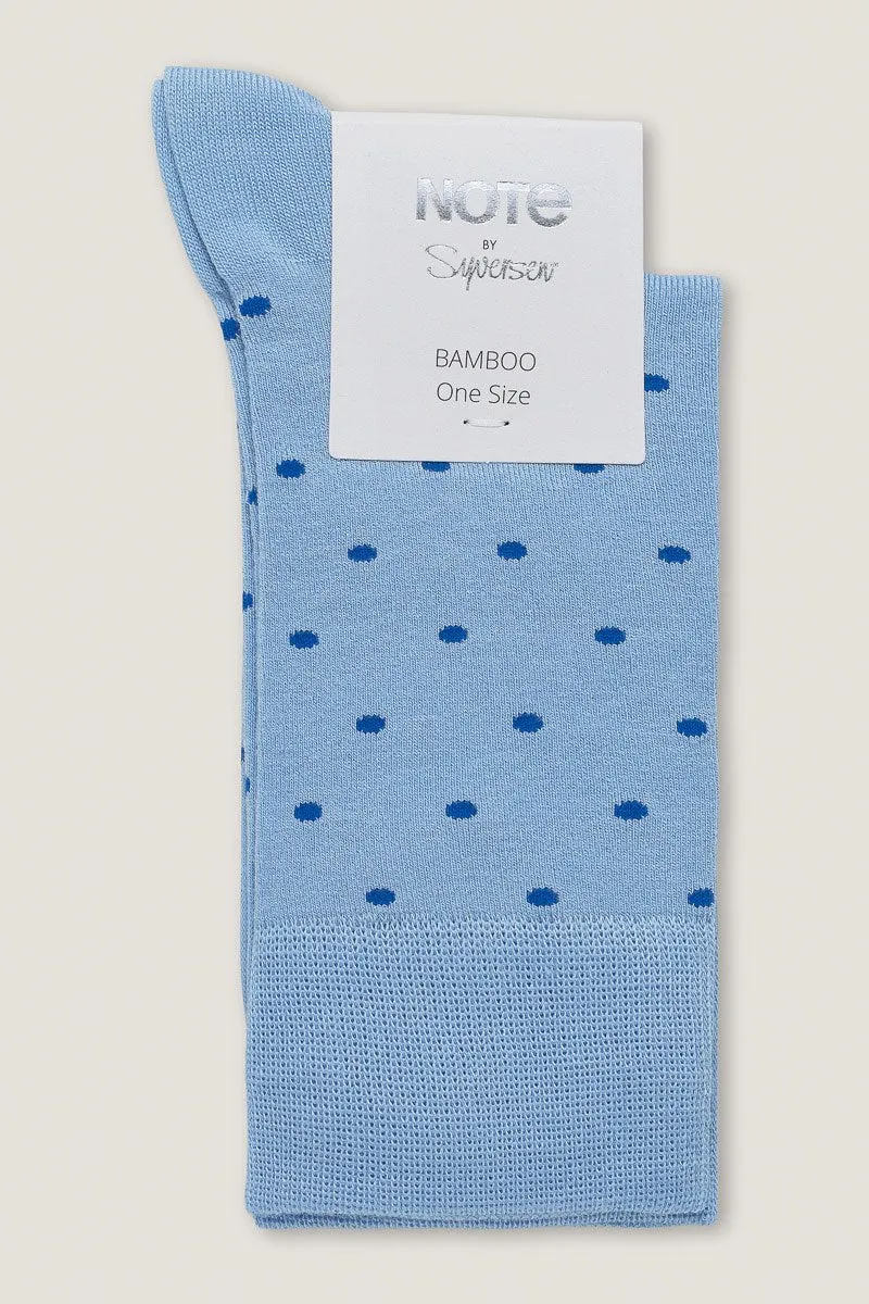 Note by Syversen Bamboo Dots sokker lyseblå med prikker