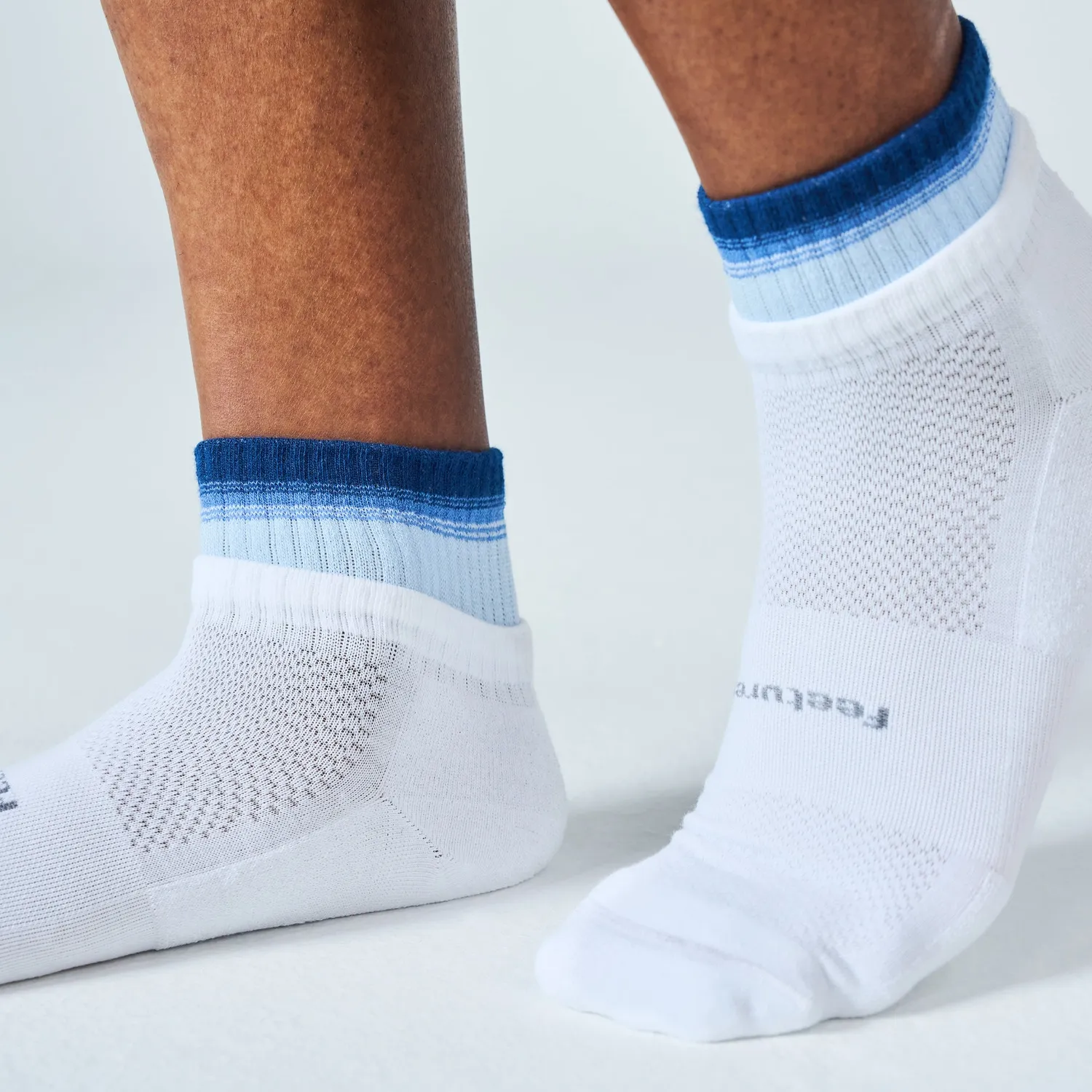 Feetures High Performance Max Cushion Stacked Quarter sokker 3-pack sky rose