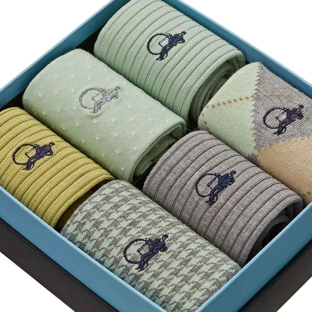 London Sock Company Dash of Class sokker 6-pack sage bomull