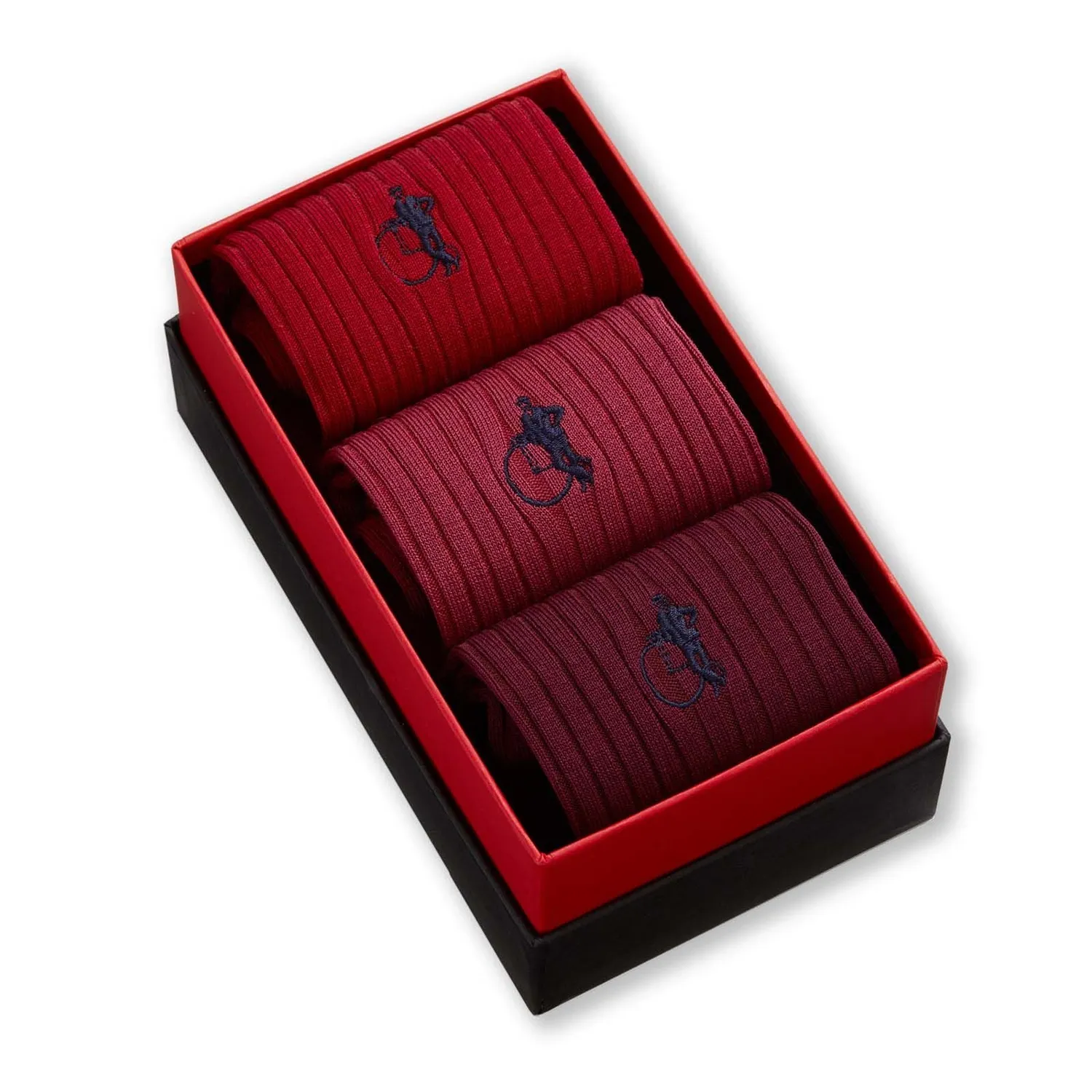 London Sock Company Rich Reds sokker 3-pak rød bomull