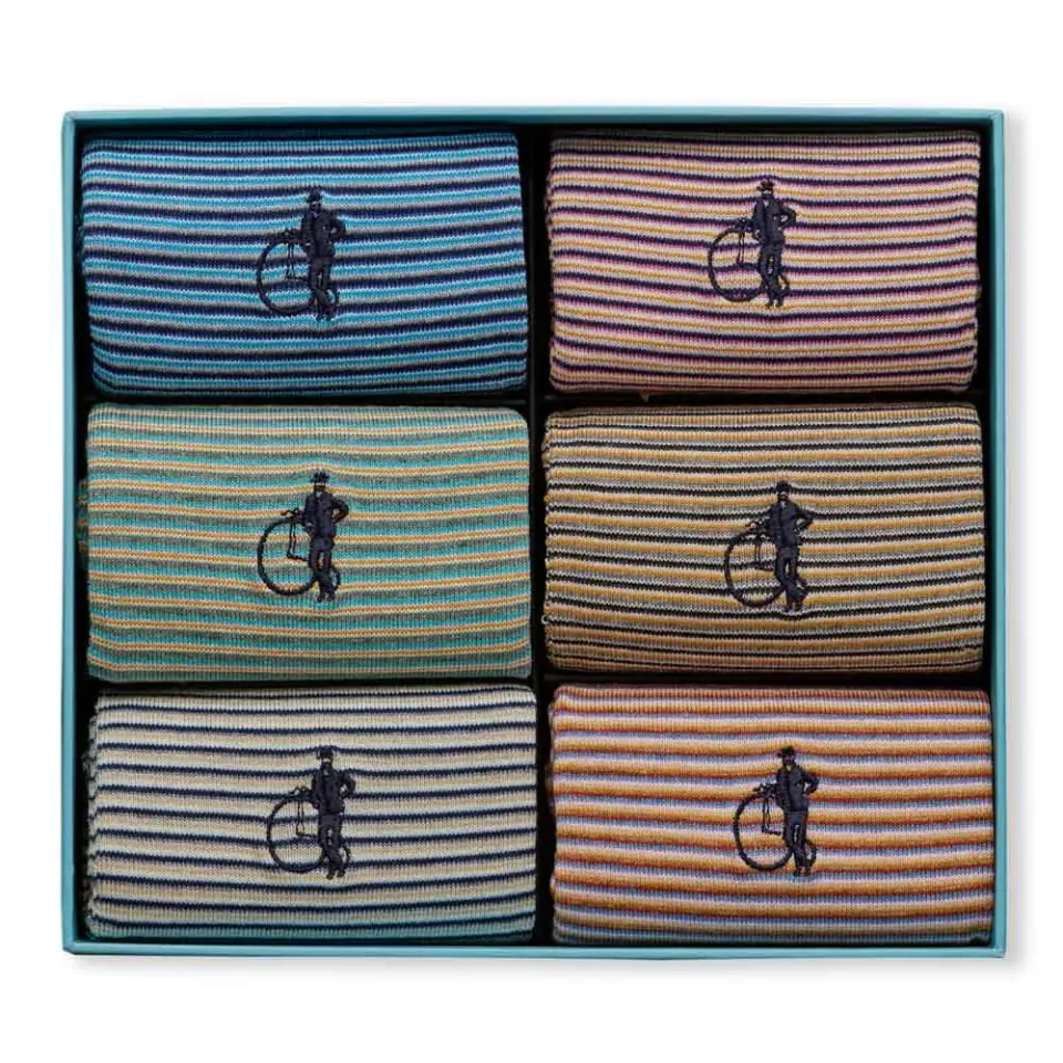 London Sock Company Simply Stripes sokker 6-pk stripete