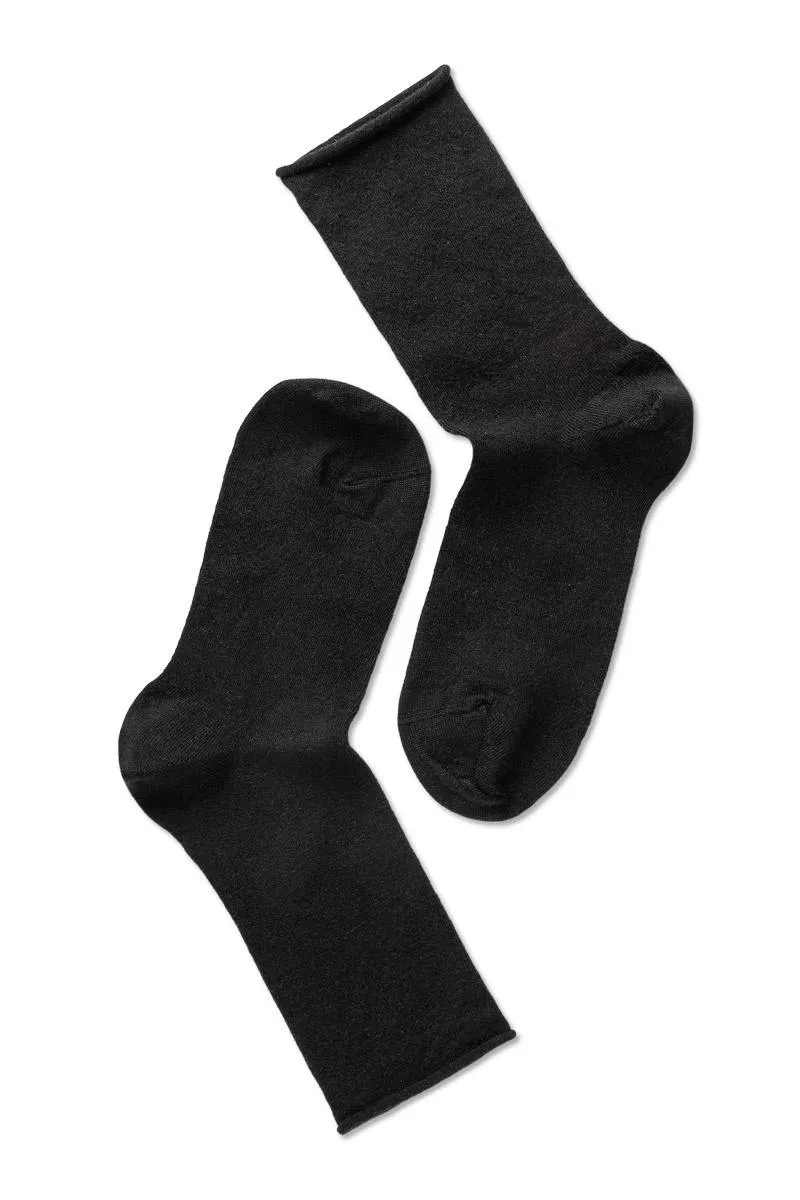 Note By Syversen 3pk Wool Roll Top sokker svart 36-41 ull