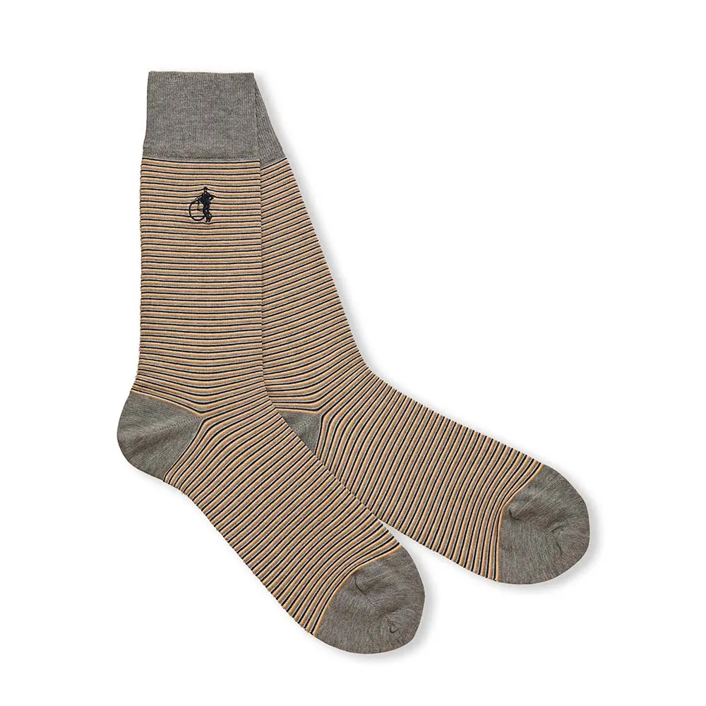London Sock Company Simply Stripes Grey Blue sokker 1 par bomull