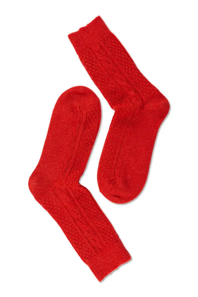 Note by Syversen Wool Cable crewsokker rød ull