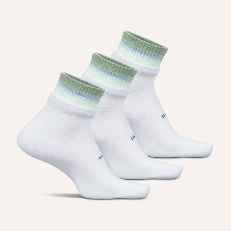 Feetures High Performance Max Cushion Stacked Quarter sokker 3-pack sky rose