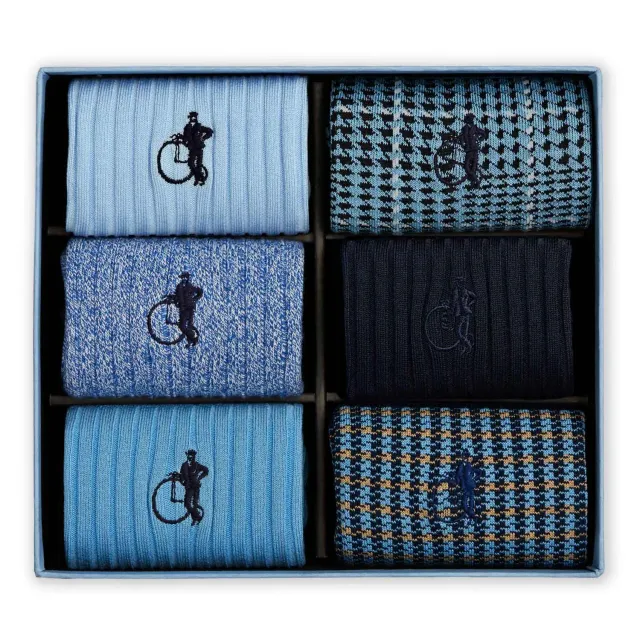 London Sock Company Dash of Class Denim sokker 6-pak blå