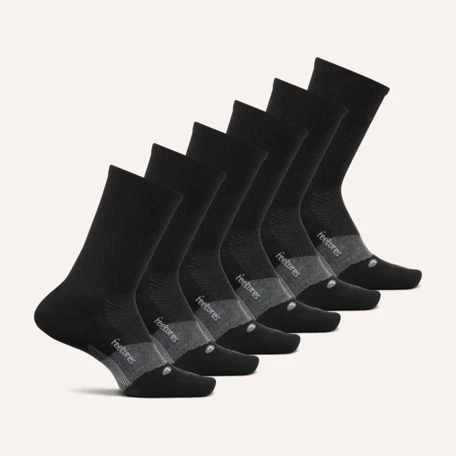 Feetures Merino 10 Ultra Light Mini Crew sokker Black Mix 6-pk ull