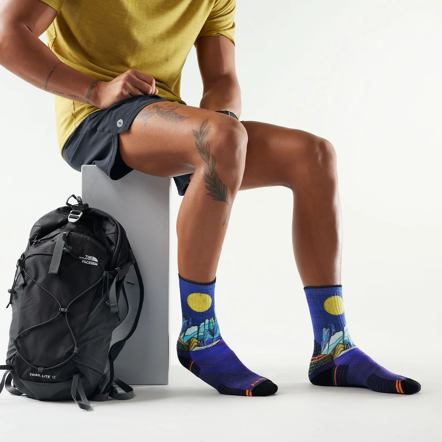 Smartwool Hike Mountain Myth Print Crew tursokker navy