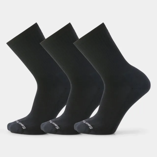 Smartwool Everyday Solid Rib Crew ullsokker svart 3-pk