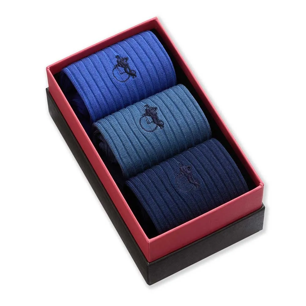 London Sock Company The Midnight sokker 3-pack blå lisle-bomull