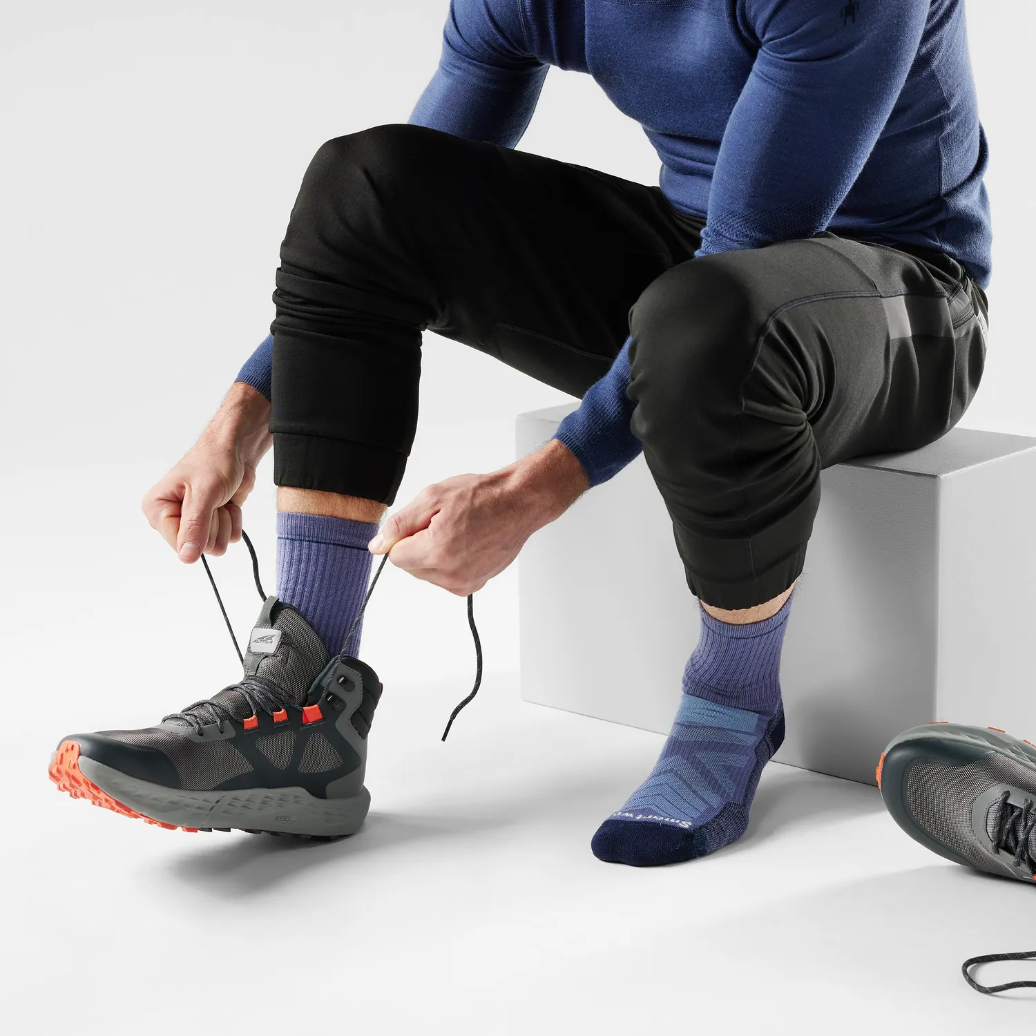 Smartwool Hike Light Cushion Crew tursokker Nightfall Blue merinoull