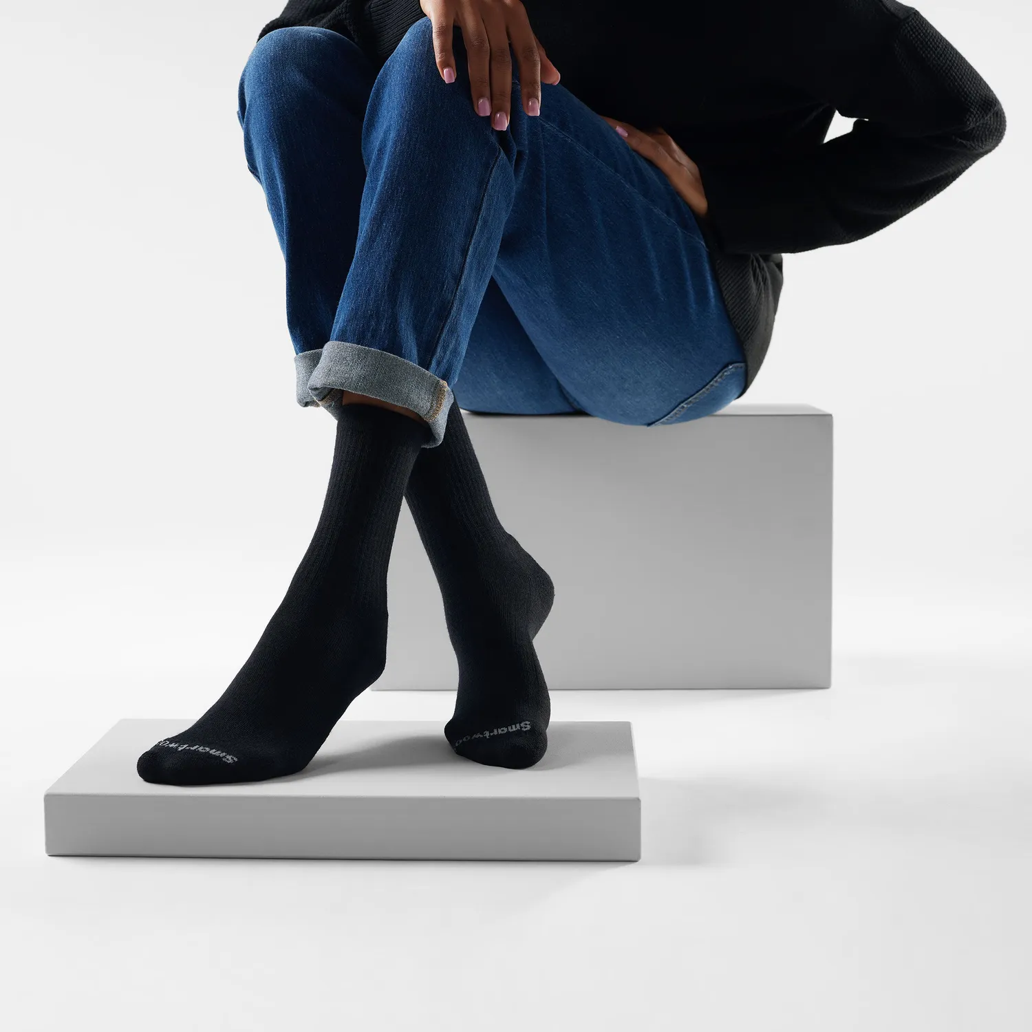 Smartwool Everyday Solid Rib Crew sokker svart