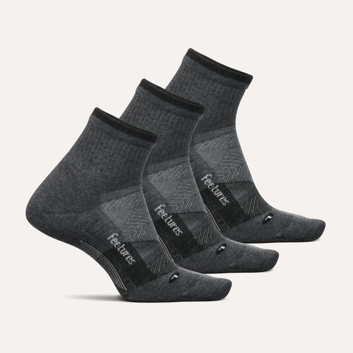 Feetures Trail Max Cushion Quarter sokker 3-pakk grå