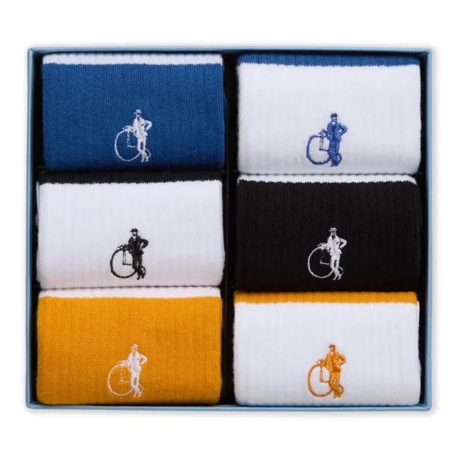 London Sock Company Retro Stripe sokker 6-pakning bomull