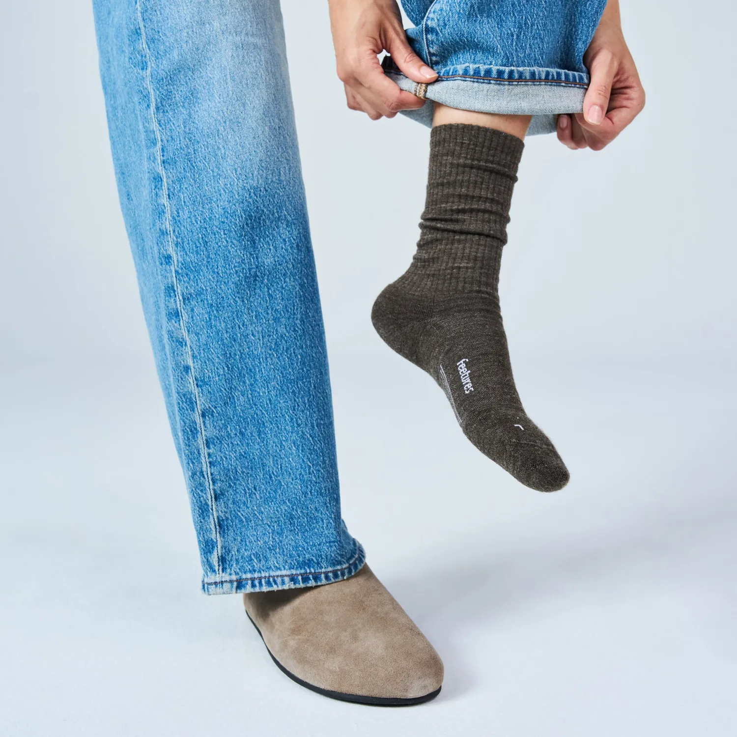 Feetures Merino 10 Max Cushion Crew sokker Navy ull