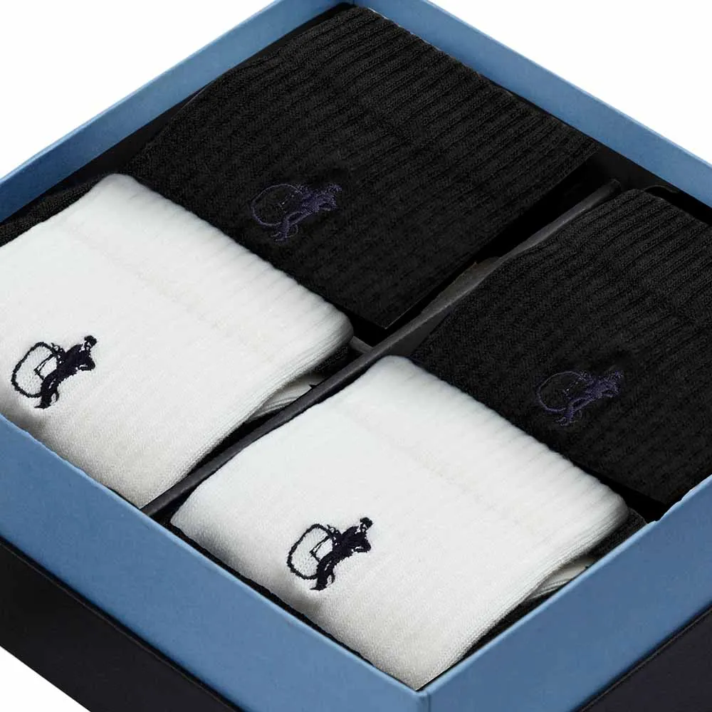London Sock Company Simply Active crew sokker 4-pakning hvit svart